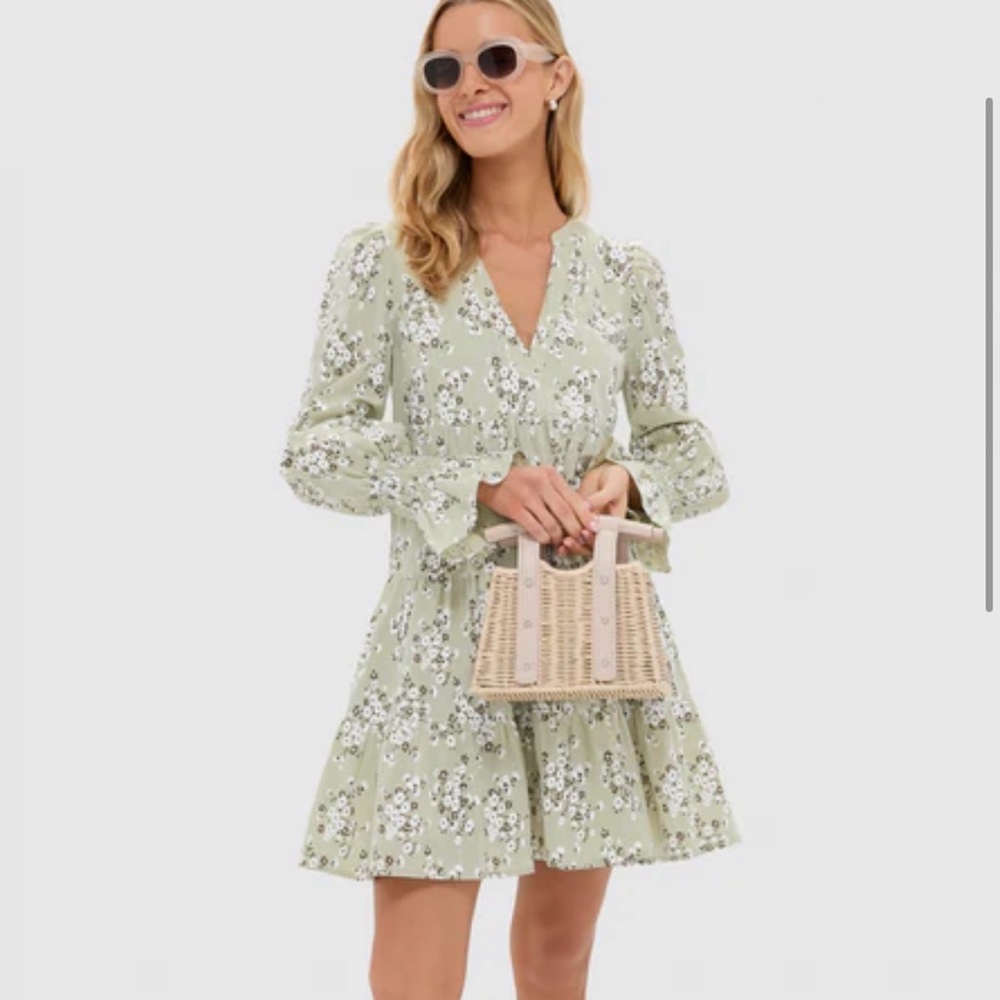 Pomander Place Green Ditsy Floral Kenzo Dress